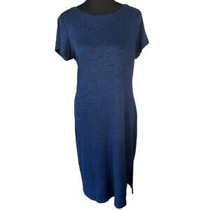 Massimo Blue Knit Short Sleeve Midi Dress, Size M